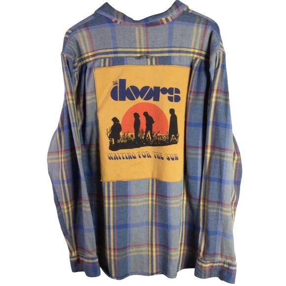 Reworked THE DOORS tour tee Old Navy Flannel Gray Blue XL - Picture 1 of 5
